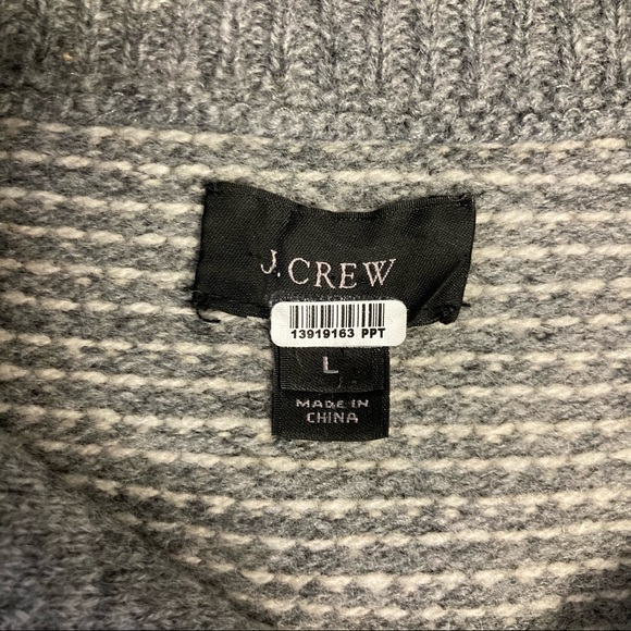 J. Crew 100% Lambswool Gray Shawl Collar Sweater, Large - Picture 5 of 8